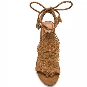 Joie Ady woven strap sandal heel size 39 whiskey